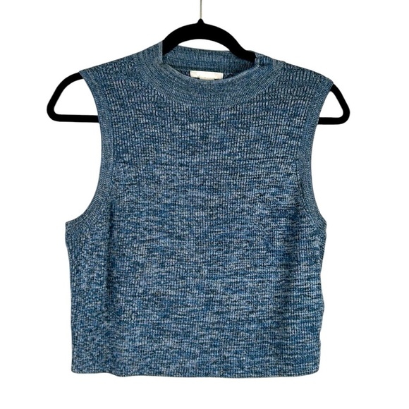 H&M Tops - H&M Blue Marled Ribbed Crewneck Sleeveless Casual Crop Top Size Large